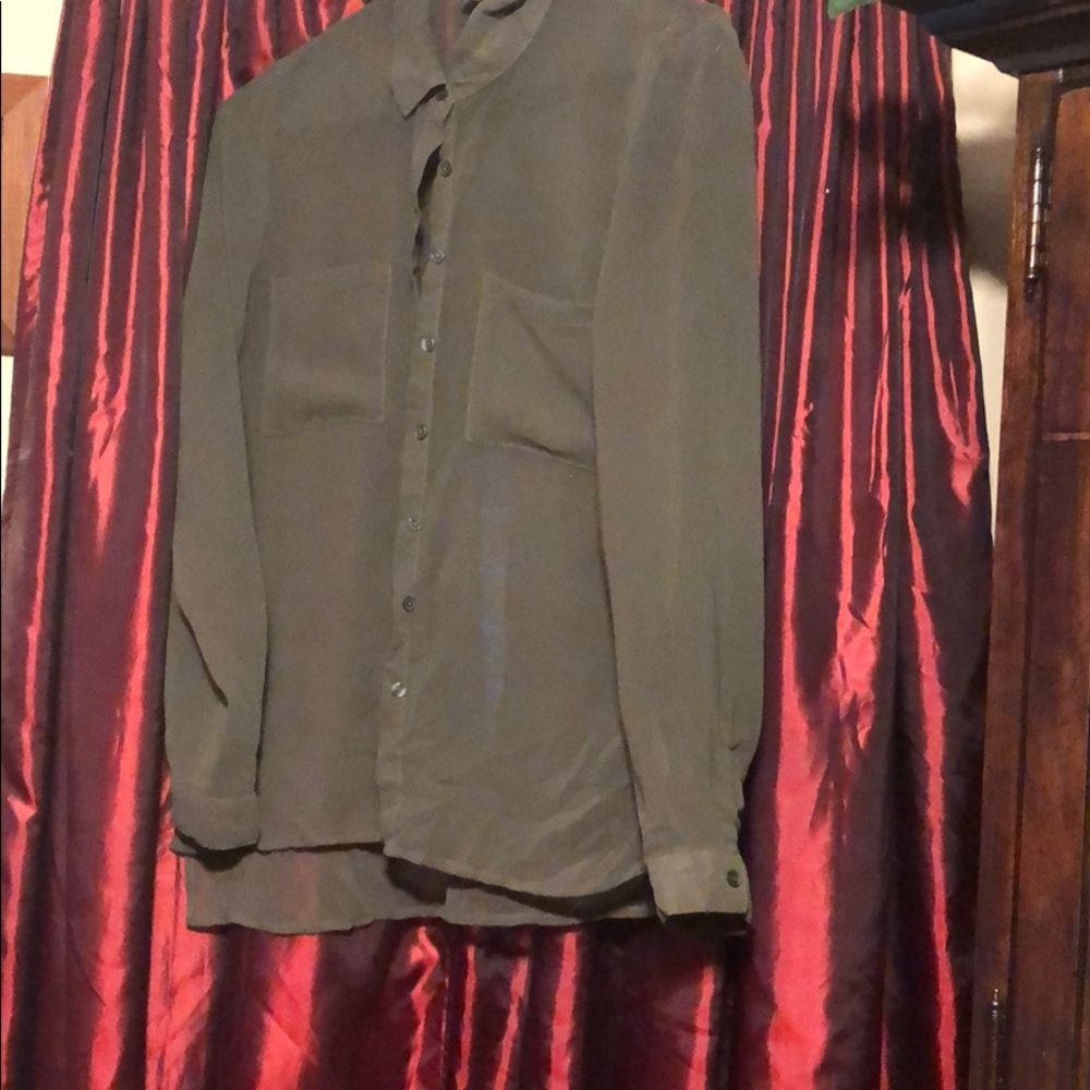 Olive Green Button Blouse